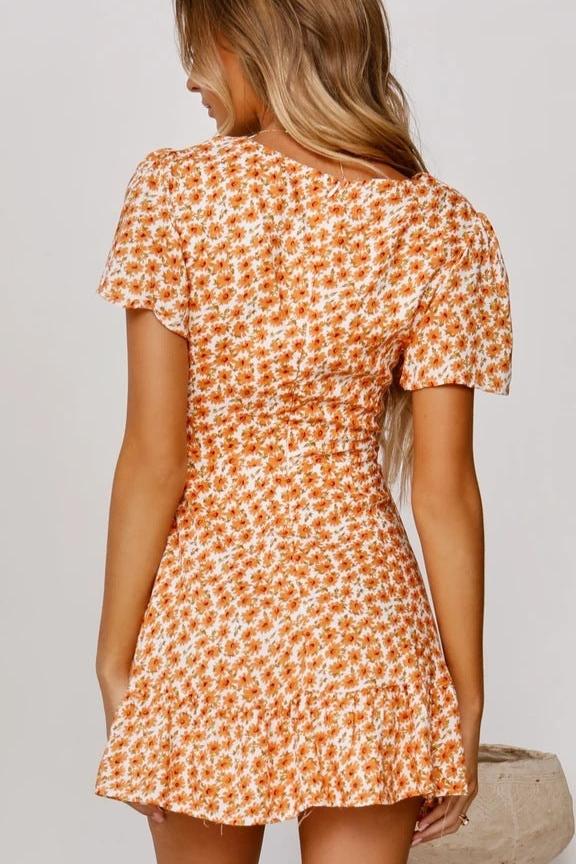 DAPHNE - Floral V-Neck Ruffle Dress