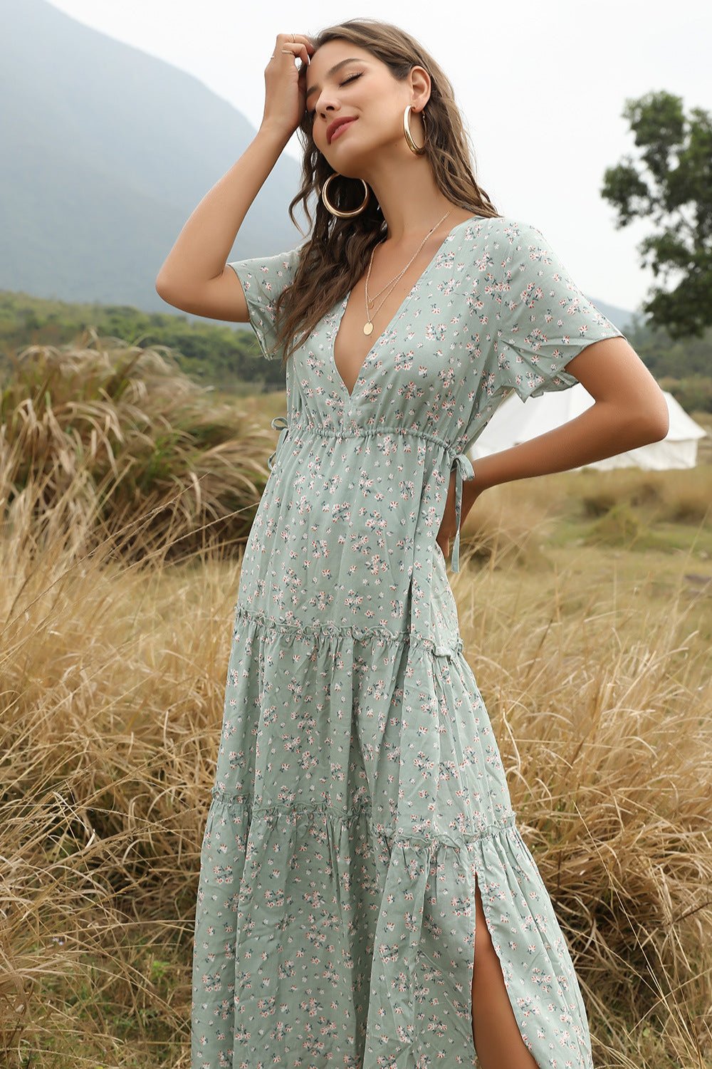 MIRA - Ruffled Floral Bohemian Dress