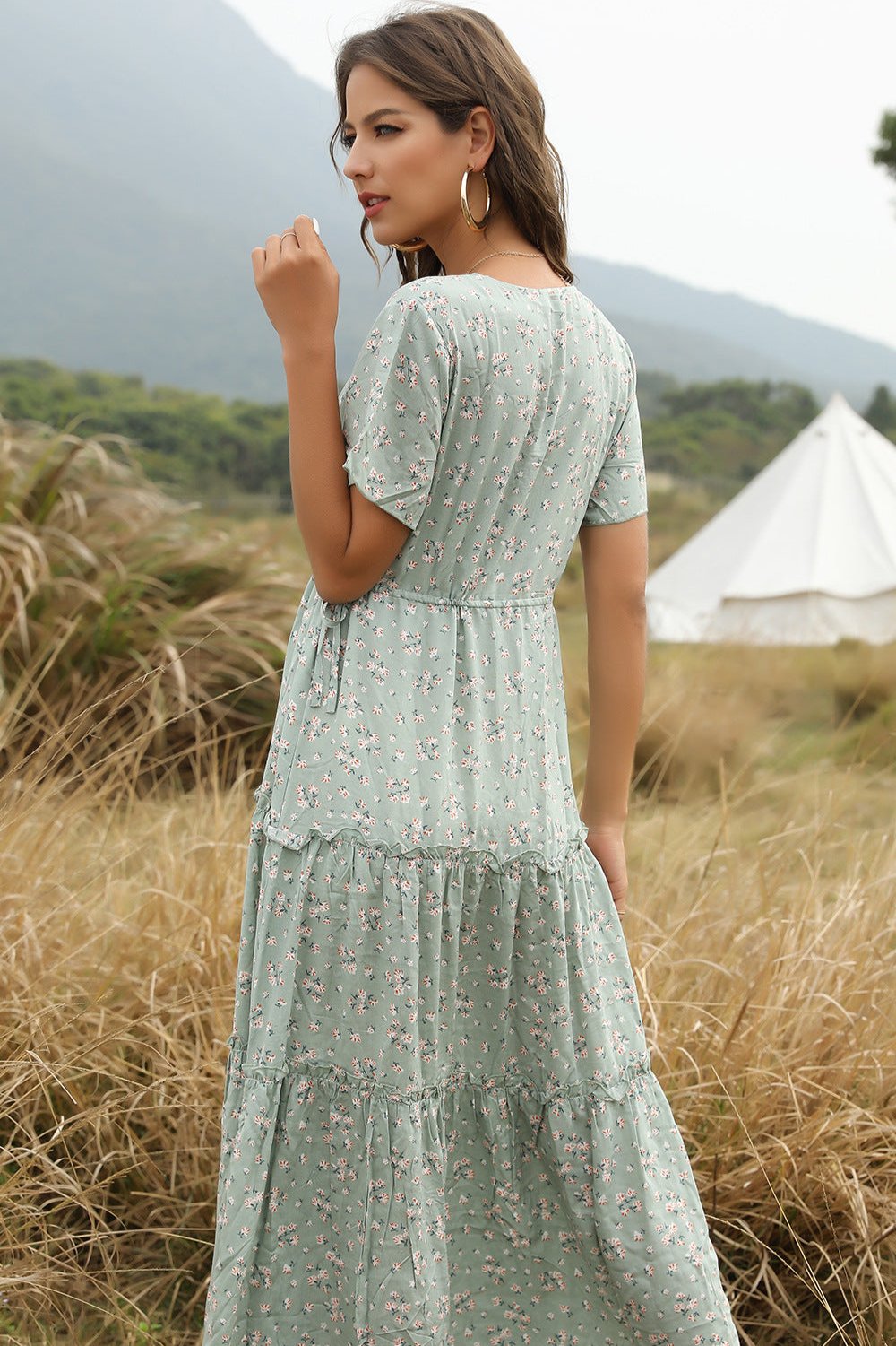 MIRA - Ruffled Floral Bohemian Dress