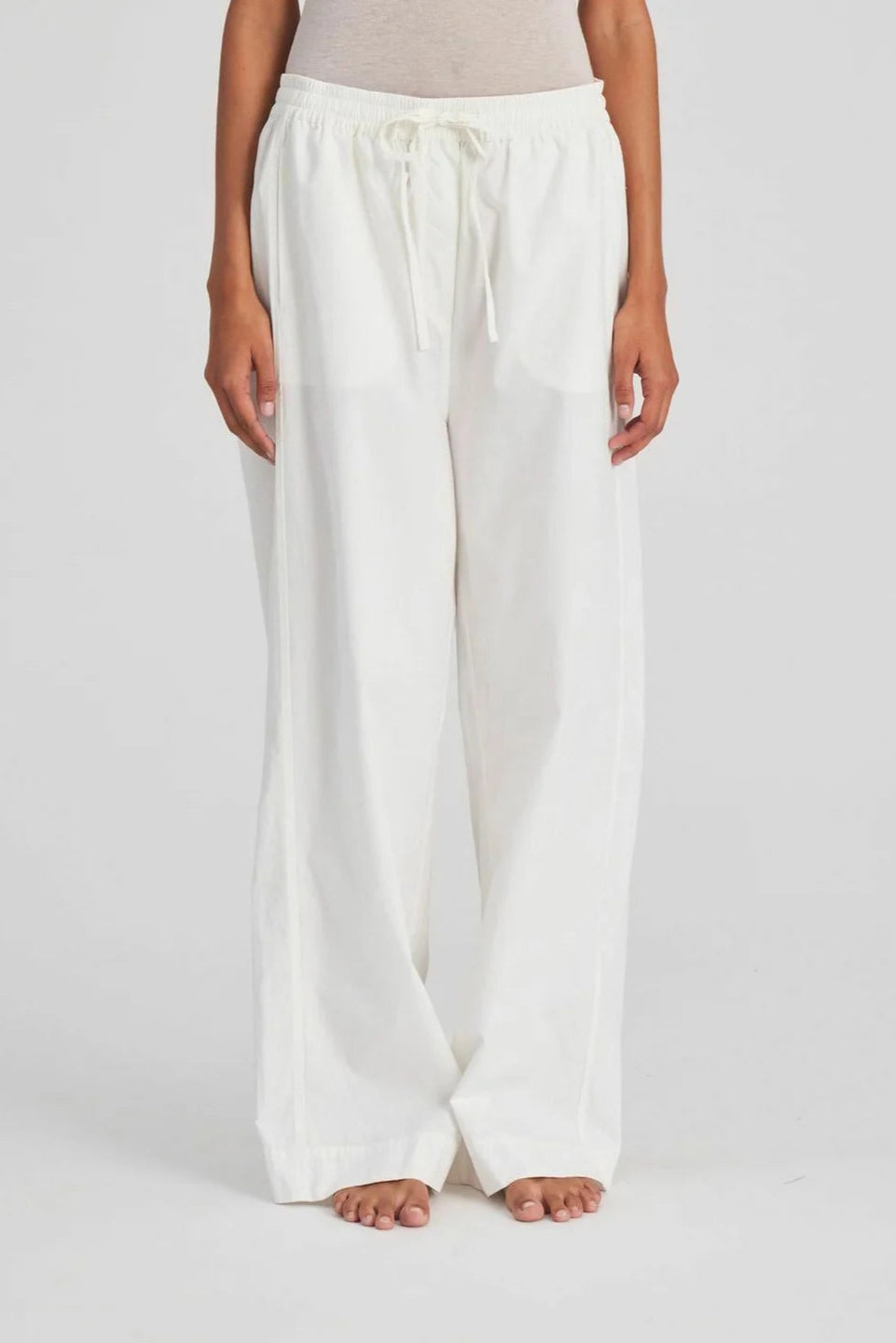 CORA - Cotton Tie-Waist Wide-Leg Pants