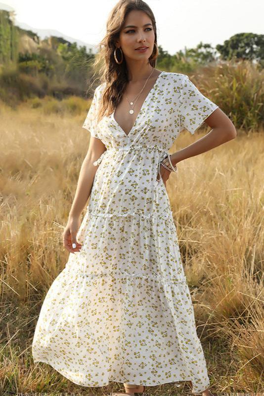 MIRA - Ruffled Floral Bohemian Dress