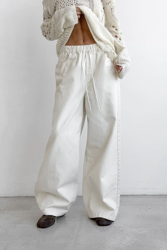 CORA - Cotton Tie-Waist Wide-Leg Pants