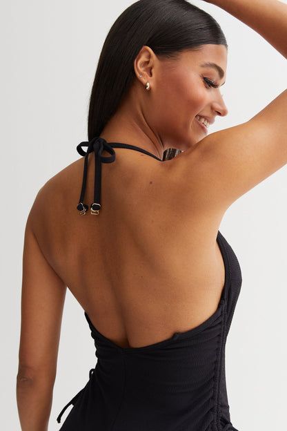ELODIE - Ruched Side Multiway Swimsuit - Black