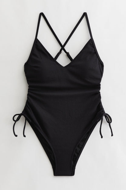 ELODIE - Ruched Side Multiway Swimsuit - Black